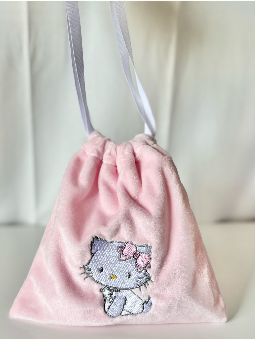 Charmmy Kitty Soft Pink Plush Drawstring Bag NWT Sanrio Japan Exclusive